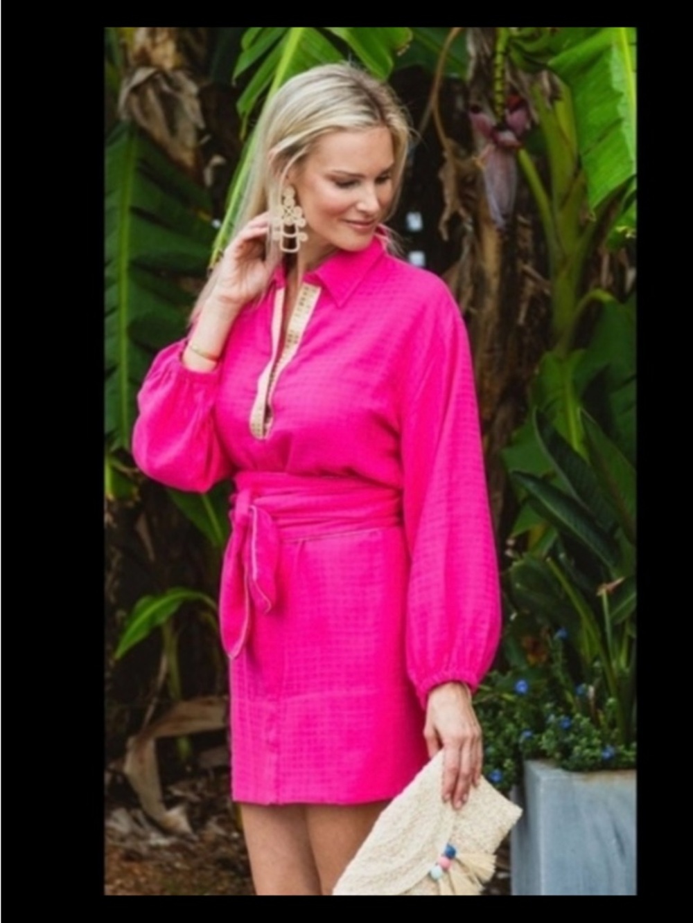 Holly Shae Pink Long Sleeve “Holly” Belted Mini Dress
